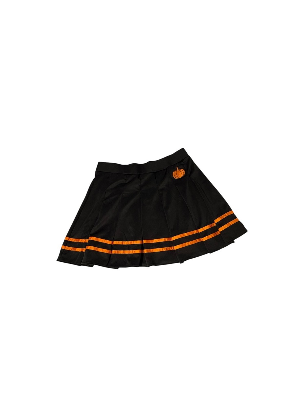Spirit Halloween 1X Pumpkin Cheerleader Pleated Mini Skirt Black Orange Plus